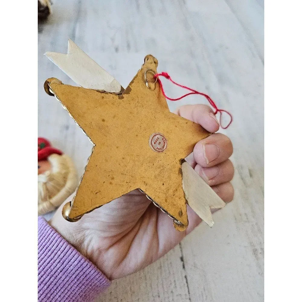 Vintage cowboy Santa‎ ornament Xmas tree badge Santa with badges